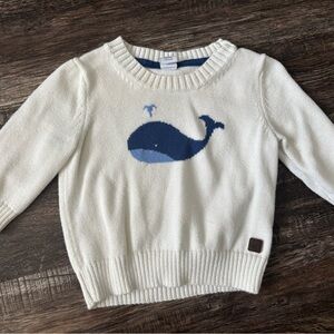 Janie & Jack White Sweater with Blue Whale Design